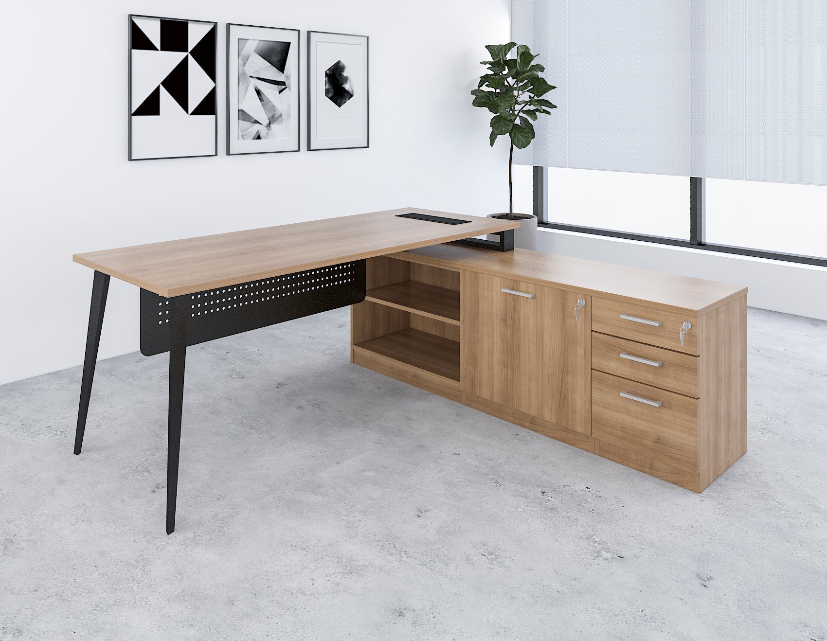 Manager Table with Side Cabinet