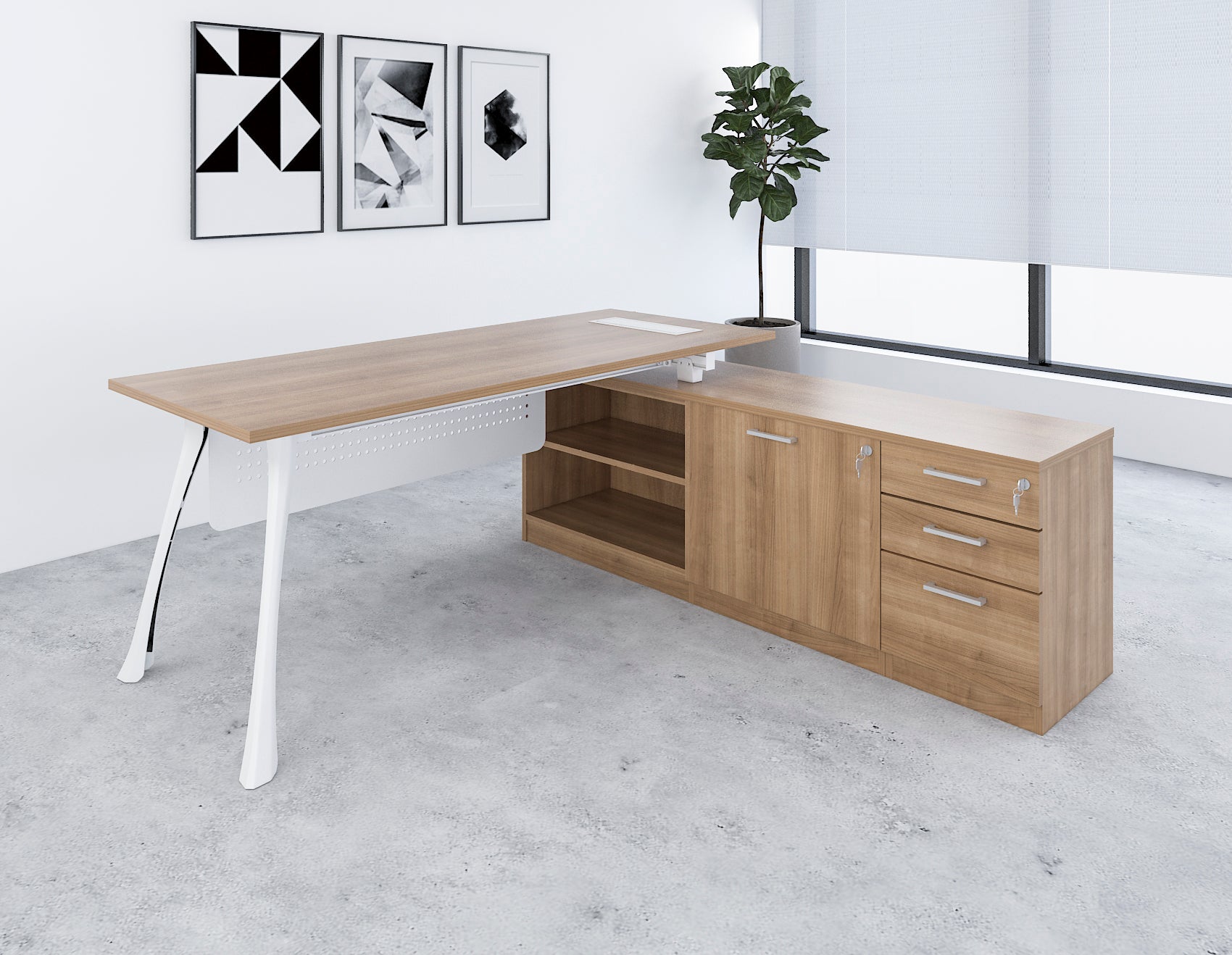 Manager Table with Side Cabinet