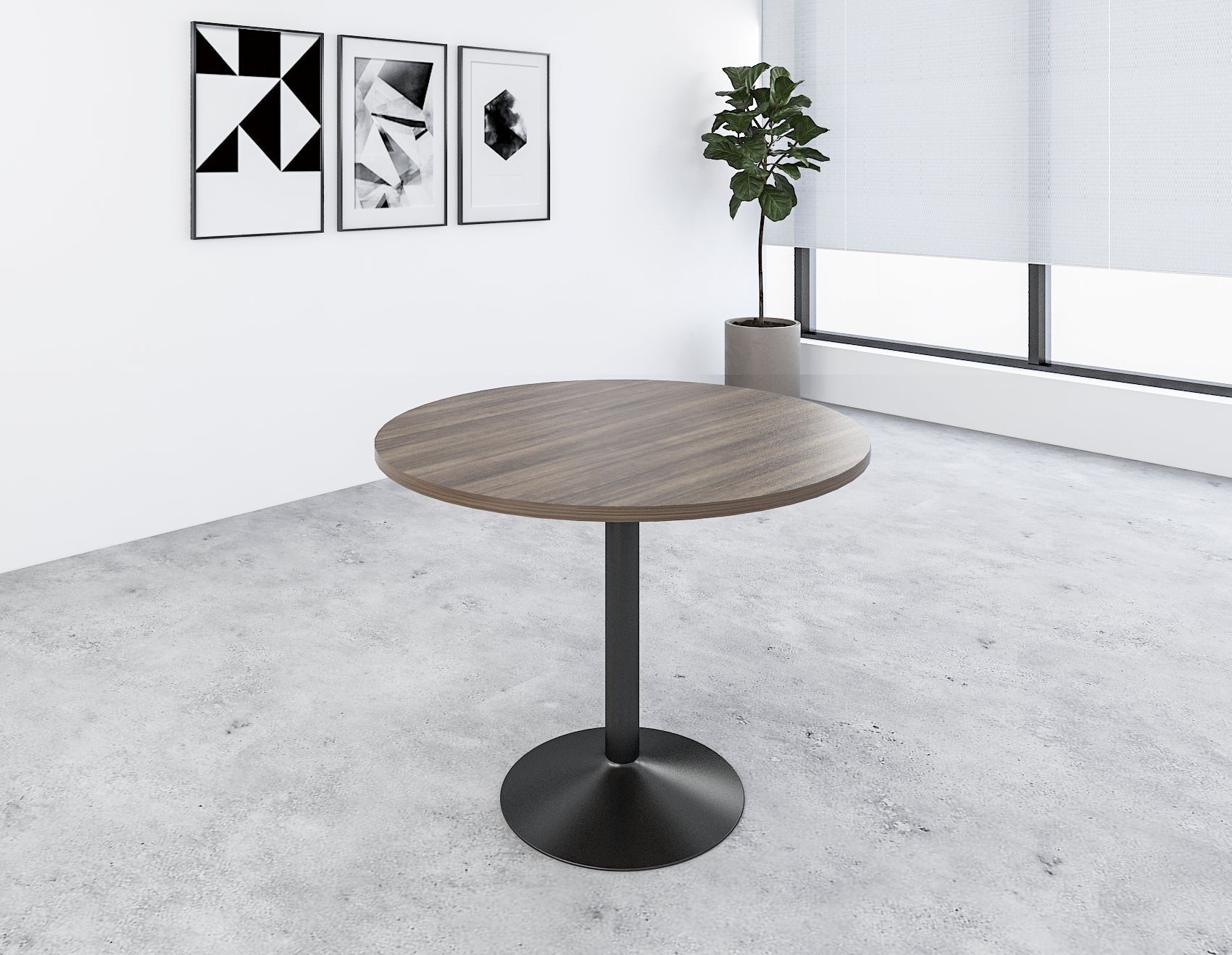 Round Discussion Table with Drum Leg