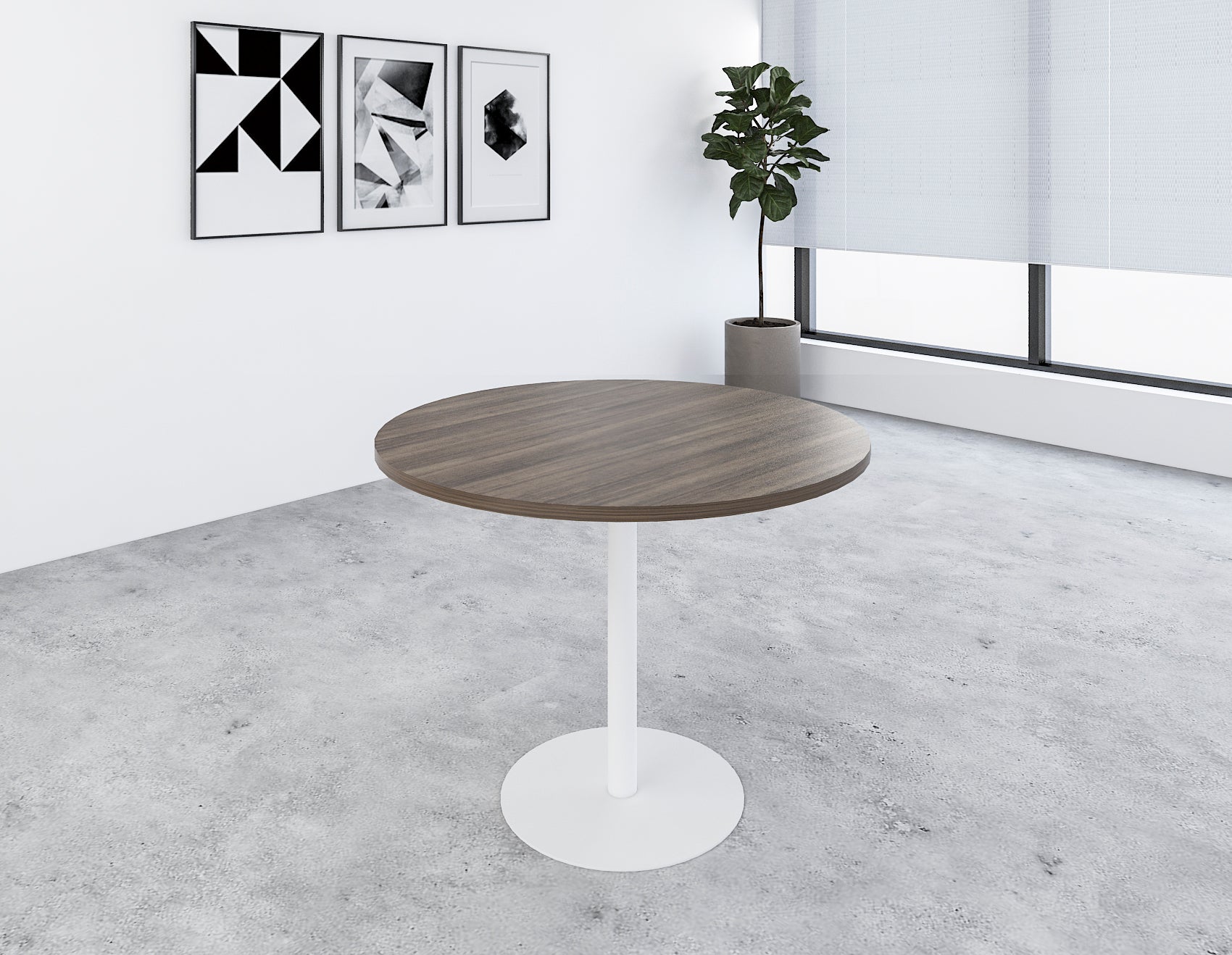 Round Discussion Table with Flat Drum Leg