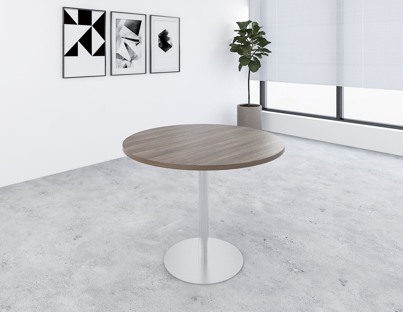Round Discussion Table with Flat Drum Leg